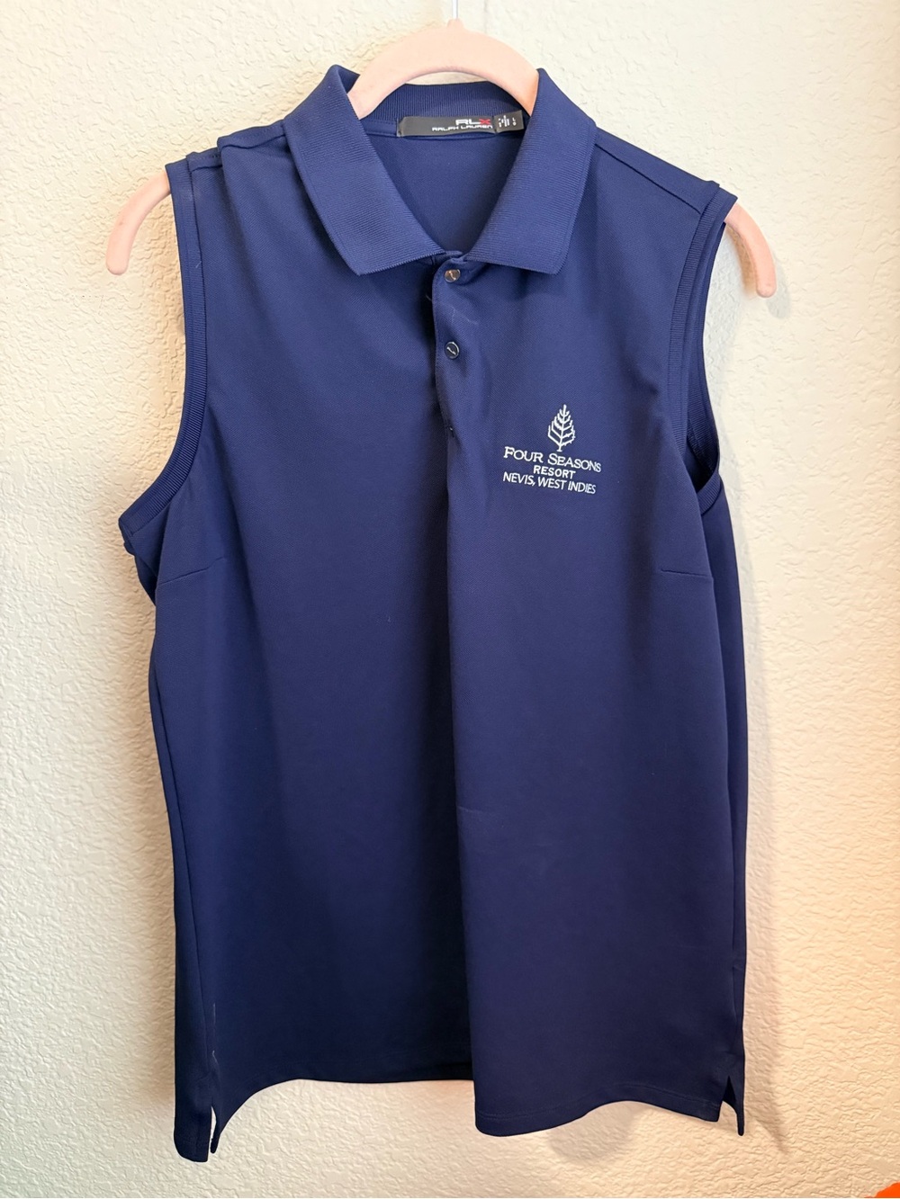 RLX Ralph Lauren Women’s L Four Seasons Nevis Sleeveless Golf Polo Navy